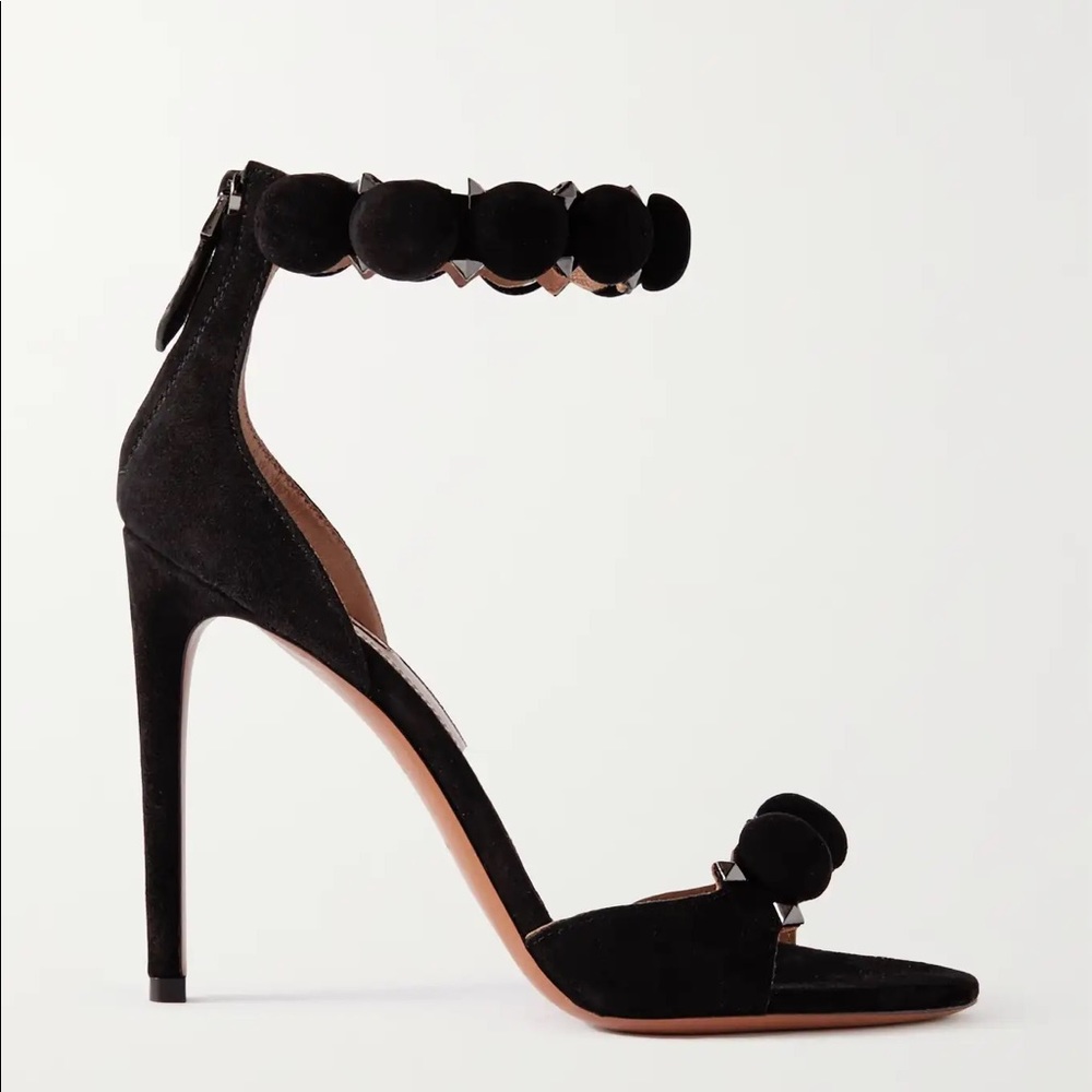 ALAIA Black Bombe Suede Ankle Strap Stilettos - Picture 5 of 17